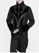Gothic Style Ruffled Stand Collar Jacquard Fabric Center Front Leather Embroidery Black Swallowtail Coat