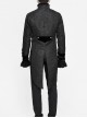 Gothic Style Ruffled Stand Collar Jacquard Fabric Center Front Leather Embroidery Black Swallowtail Coat