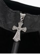 Gothic Style Ruffled Stand Collar Jacquard Fabric Center Front Leather Embroidery Black Swallowtail Coat