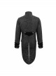 Gothic Style Ruffled Stand Collar Jacquard Fabric Center Front Leather Embroidery Black Swallowtail Coat