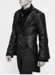 Gothic Retro Lapel Leather Stitching Jacquard Metal Pattern Buckle Black Lace Wide Sleeve Coat