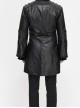 Gothic Retro Lapel Leather Stitching Jacquard Metal Pattern Buckle Black Lace Wide Sleeve Coat