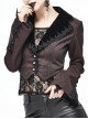Gothic Style Personalized Metal Buckle Detachable Lace Drawstring Decoration Front Center Metal Buckle Burgundy Jacquard Short Jacket