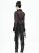 Gothic Style Personalized Metal Buckle Detachable Lace Drawstring Decoration Front Center Metal Buckle Burgundy Jacquard Short Jacket
