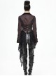 Gothic Style Personalized Metal Buckle Detachable Lace Drawstring Decoration Front Center Metal Buckle Burgundy Jacquard Short Jacket