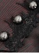 Gothic Style Personalized Metal Buckle Detachable Lace Drawstring Decoration Front Center Metal Buckle Burgundy Jacquard Short Jacket