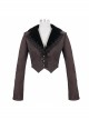 Gothic Style Personalized Metal Buckle Detachable Lace Drawstring Decoration Front Center Metal Buckle Burgundy Jacquard Short Jacket