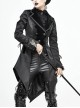 Gothic Style Personality Vertical Stripes Jacquard Fabric Front Center Applique Metal Button Cuffs Tied Black Swallowtail Lace Coat