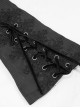 Gothic Style Personality Vertical Stripes Jacquard Fabric Front Center Applique Metal Button Cuffs Tied Black Swallowtail Lace Coat
