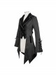 Gothic Style Personality Vertical Stripes Jacquard Fabric Front Center Applique Metal Button Cuffs Tied Black Swallowtail Lace Coat