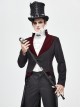 Gothic Style Simple Jia Ling Embroidery Front Center Tie Stitching Jacquard Velvet Black Coat