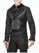 Gothic Retro Twill Stitching Weft Velvet Side Webbing Flower Decoration Black Tailcoat