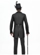 Gothic Retro Twill Stitching Weft Velvet Side Webbing Flower Decoration Black Tailcoat