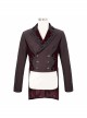 Gothic Retro Twill Stitching Weft Velvet Side Webbing Flower Decoration Wine Red Tailcoat