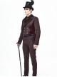 Gothic Retro Twill Stitching Weft Velvet Side Webbing Flower Decoration Wine Red Tailcoat