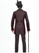 Gothic Retro Twill Stitching Weft Velvet Side Webbing Flower Decoration Wine Red Tailcoat