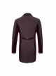 Gothic Retro Twill Stitching Weft Velvet Side Webbing Flower Decoration Wine Red Tailcoat