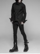 Gothic Style Lapel Exquisite Embroidery Applique Vintage Carved Metal Button Unique Bat Hem Black Long Sleeves Shirt
