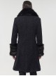 Gothic Style Simple Woven Front Center Lace Webbing Snap Button Detachable Plush Decoration Black Vintage Men's Coat