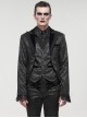 Gothic Style Exquisite Bright Velvet Print Splicing Lace Ribbon Side Button Decoration Men's Black Tailcoat