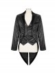 Gothic Style Exquisite Bright Velvet Print Splicing Lace Ribbon Side Button Decoration Men's Black Tailcoat