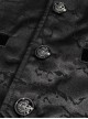Gothic Style Exquisite Bright Velvet Print Splicing Lace Ribbon Side Button Decoration Men's Black Tailcoat