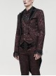 Gothic Style Exquisite Bright Velvet Print Splicing Lace Ribbon Side Button Decoration Men's Wine Red Tailcoat