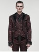 Gothic Style Exquisite Bright Velvet Print Splicing Lace Ribbon Side Button Decoration Men's Wine Red Tailcoat