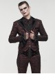 Gothic Style Exquisite Bright Velvet Print Splicing Lace Ribbon Side Button Decoration Men's Wine Red Tailcoat