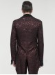 Gothic Style Exquisite Bright Velvet Print Splicing Lace Ribbon Side Button Decoration Men's Wine Red Tailcoat