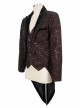 Gothic Style Exquisite Bright Velvet Print Splicing Lace Ribbon Side Button Decoration Men's Wine Red Tailcoat