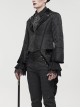 Gothic Style Exquisite Printed Velvet Collar Embroidered Appliqué With Flared Sleeves Black Drawstring Coat