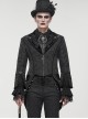 Gothic Style Exquisite Printed Velvet Collar Embroidered Appliqué With Flared Sleeves Black Drawstring Coat