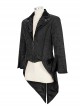 Gothic Style Exquisite Printed Velvet Collar Embroidered Appliqué With Flared Sleeves Black Drawstring Coat