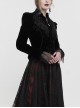 Gothic Style Soft Velvet Fabric Exquisite Applique On The Front Center Stand Collar With Metal Zipper Pendant Black Warm Long Sleeve Jacket