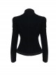 Gothic Style Soft Velvet Fabric Exquisite Applique On The Front Center Stand Collar With Metal Zipper Pendant Black Warm Long Sleeve Jacket