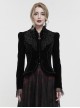 Gothic Style Soft Velvet Fabric Exquisite Applique On The Front Center Stand Collar With Metal Zipper Pendant Black Warm Long Sleeve Jacket