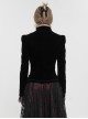 Gothic Style Soft Velvet Fabric Exquisite Applique On The Front Center Stand Collar With Metal Zipper Pendant Black Warm Long Sleeve Jacket