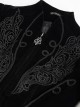 Gothic Style Soft Velvet Fabric Exquisite Applique On The Front Center Stand Collar With Metal Zipper Pendant Black Warm Long Sleeve Jacket
