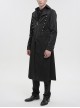 Gothic Style Handsome Double Breasted Front Center Metal Cross Zipper Pendant Black Long Lapel Coat