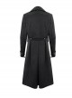 Gothic Style Handsome Double Breasted Front Center Metal Cross Zipper Pendant Black Long Lapel Coat