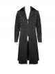 Gothic Style Handsome Double Breasted Front Center Metal Cross Zipper Pendant Black Long Lapel Coat