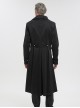 Gothic Style Handsome Double Breasted Front Center Metal Cross Zipper Pendant Black Long Lapel Coat