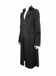 Gothic Style Handsome Double Breasted Front Center Metal Cross Zipper Pendant Black Long Lapel Coat