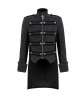 Gothic Style Exquisite Printed Silk Front Center Metal Button With Cross Pendant Zipper Black Slit Stand Collar Vintage Jacket