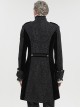 Gothic Style Exquisite Printed Silk Front Center Metal Button With Cross Pendant Zipper Black Slit Stand Collar Vintage Jacket