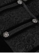 Gothic Style Exquisite Printed Silk Front Center Metal Button With Cross Pendant Zipper Black Slit Stand Collar Vintage Jacket