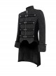 Gothic Style Exquisite Printed Silk Front Center Metal Button With Cross Pendant Zipper Black Slit Stand Collar Vintage Jacket