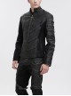 Punk Style Three Dimensional Elastic Twill Faux Leather Front Center Eyelet Skull Pendant Zipper Decoration Black Stand Collar Jacket