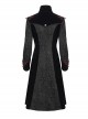 Gothic Style Gorgeous Weft Velvet Shoulders Exquisite Embroidery Pattern Decoration Metal Cross Zipper Pendant Black Long Sleeved Jacket